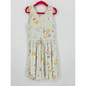 Dotdotsmile Girls Tank Dress Size 7 Super Soft Green with Band Aid Print NWT